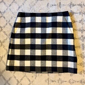 LOFT Black and White Checkered Wool Blend Mini Skirt size 8